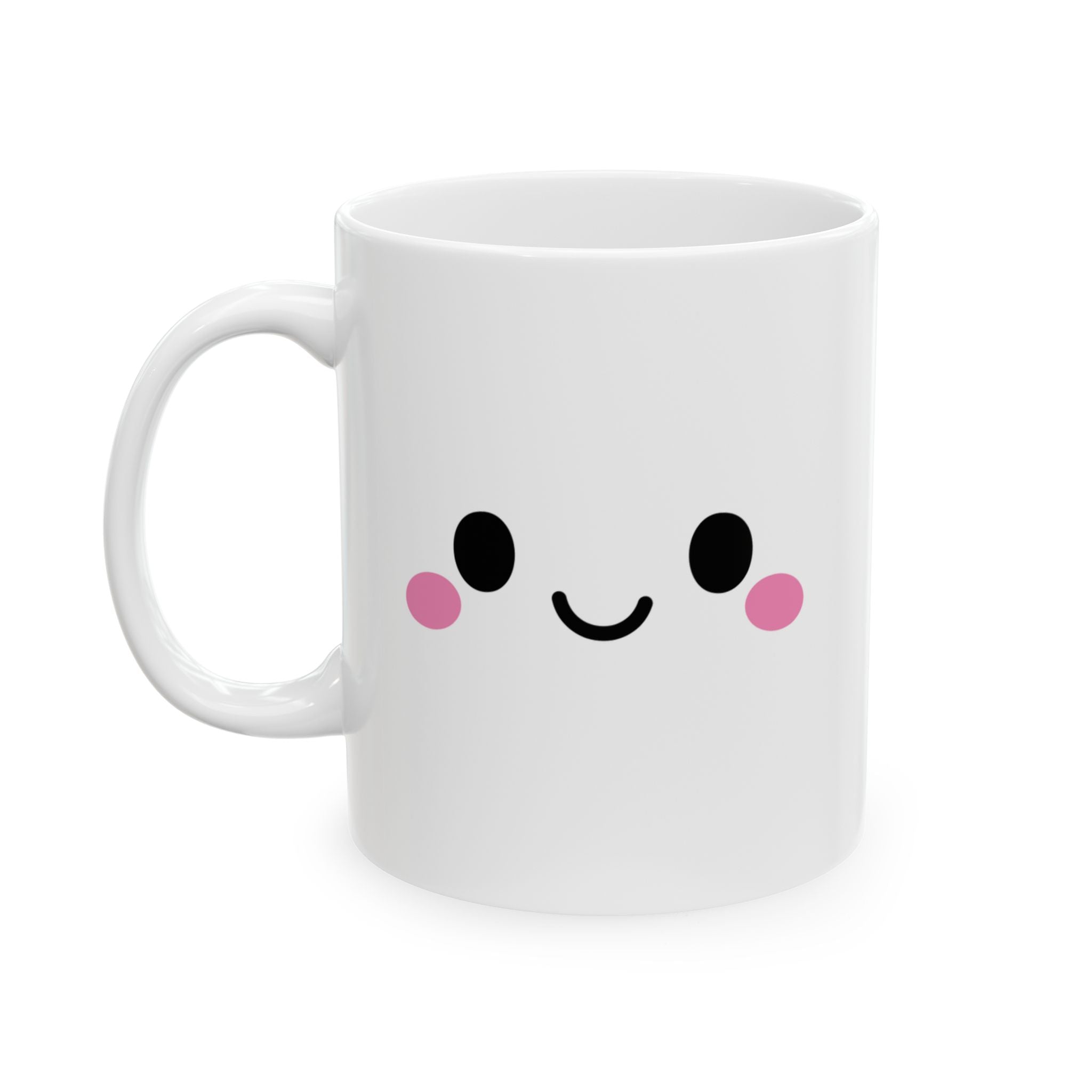Aesthetic Mugs - a white mug with a cute pretty face on a white background