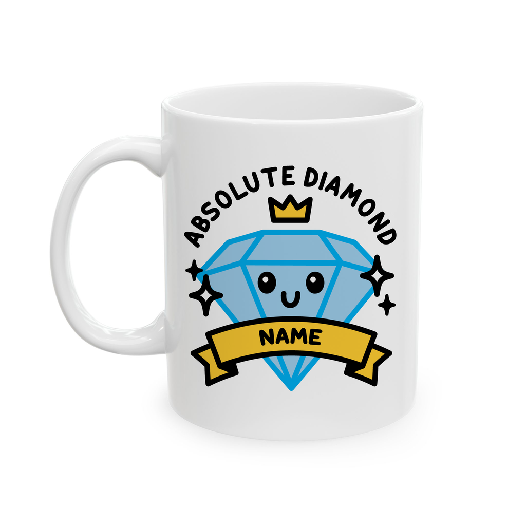 Cute Absolute Diamond Custom Coffee Mug on white background