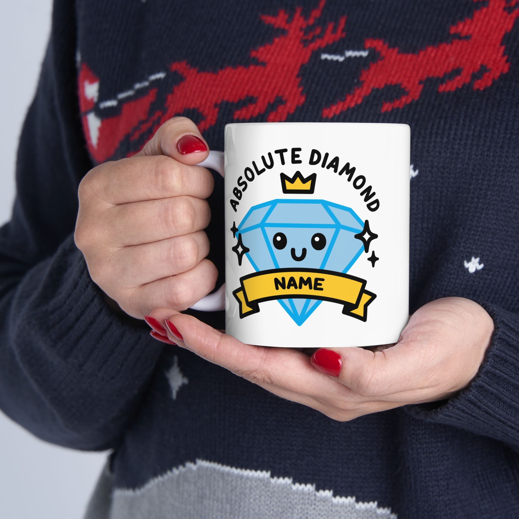 Cute Absolute Diamond Custom Coffee Mug held by person