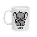 Cute Baby Elephant Personalised Name Mug On White Background