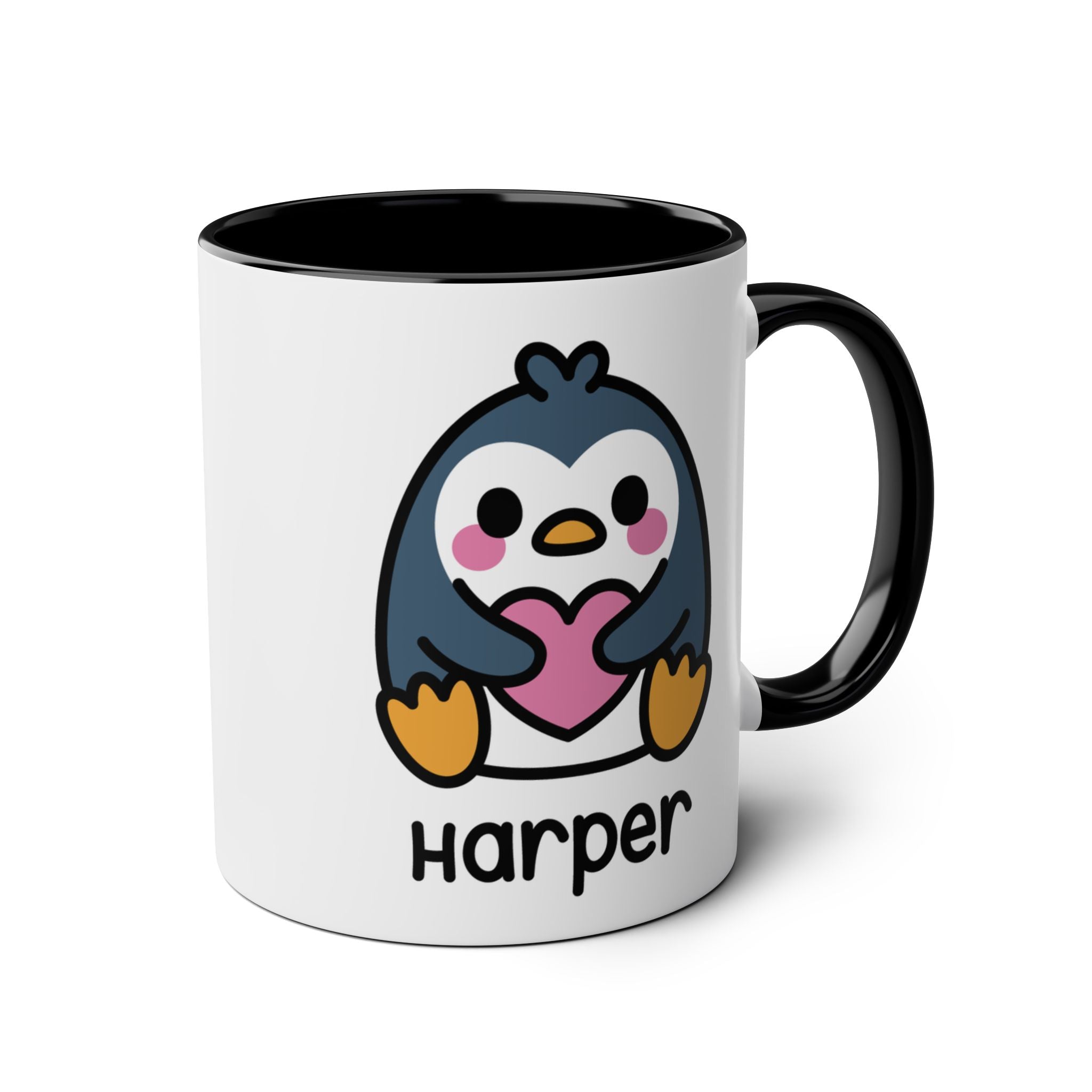 Cute Baby Penguin - Personalised Coffee Mug Black Accent
