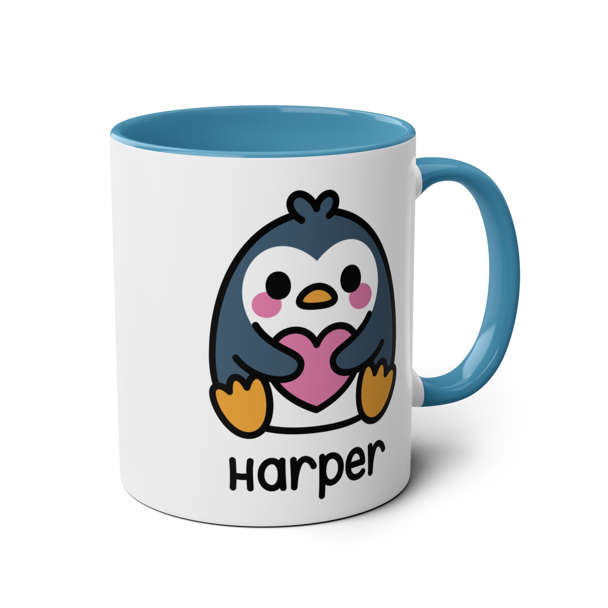 Cute Baby Penguin - Personalised Coffee Mug Blue Accent