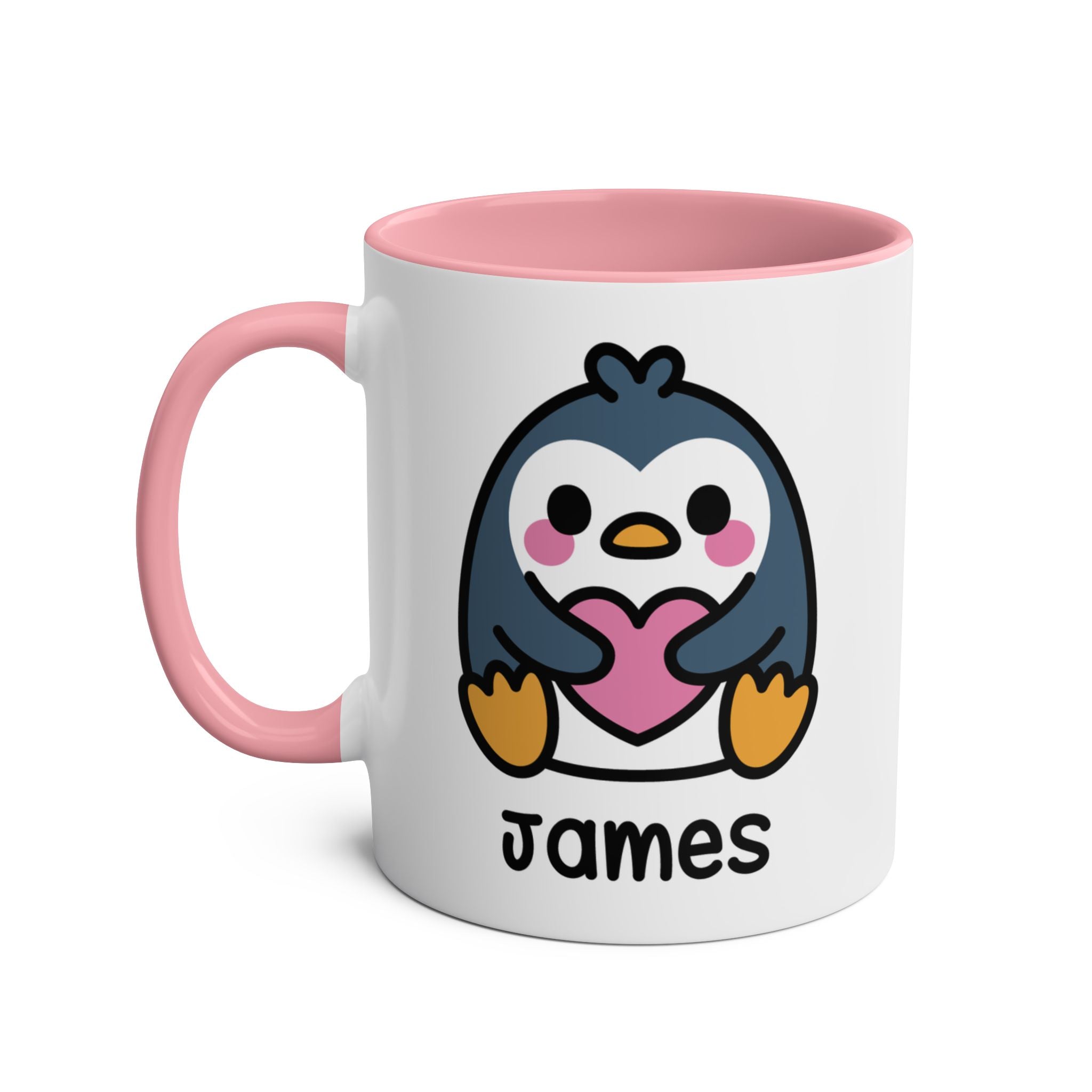 Cute Baby Penguin - Personalised Coffee Mug Pink