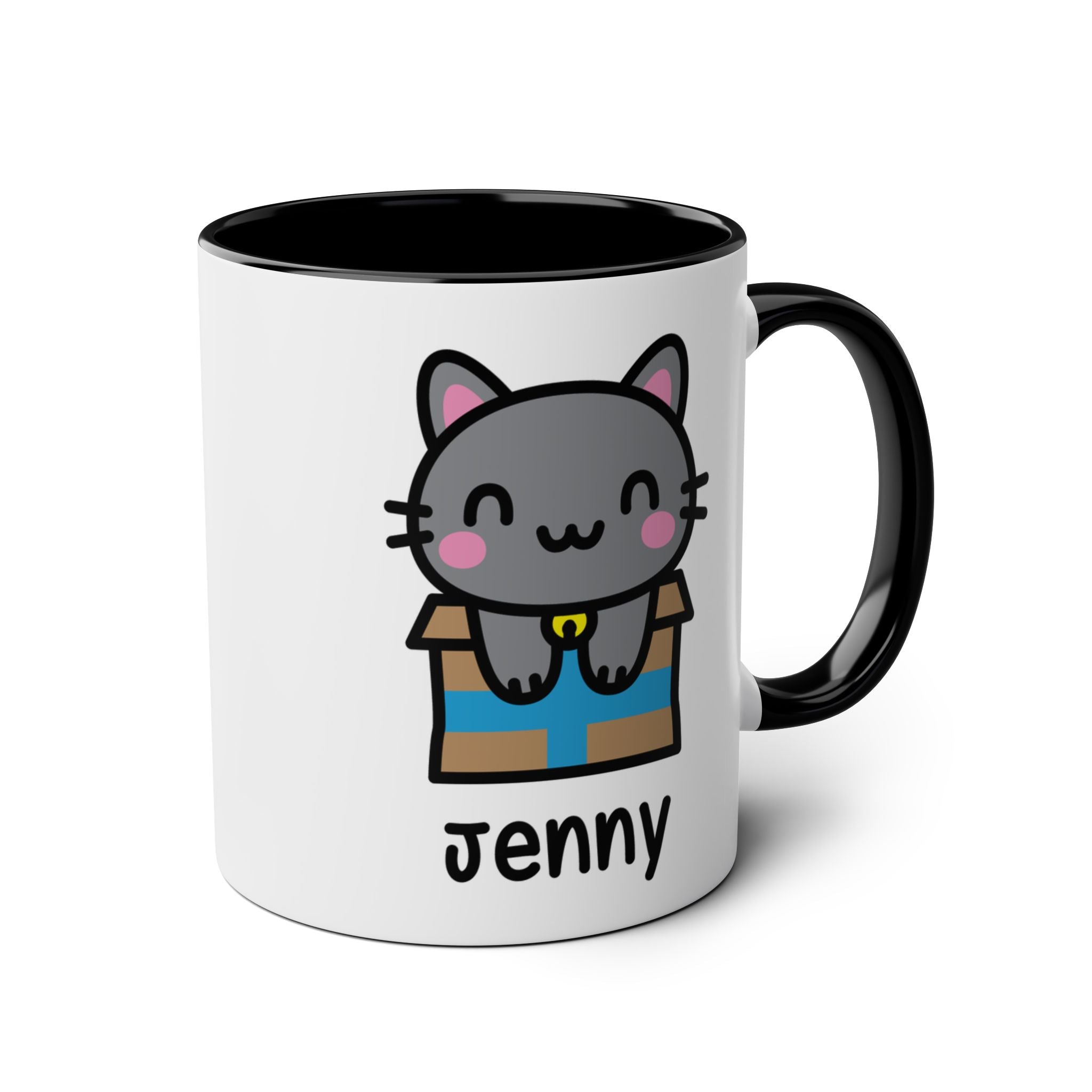 Cute Gift Cat - 11oz Personalised Coffee Mug Black Accent
