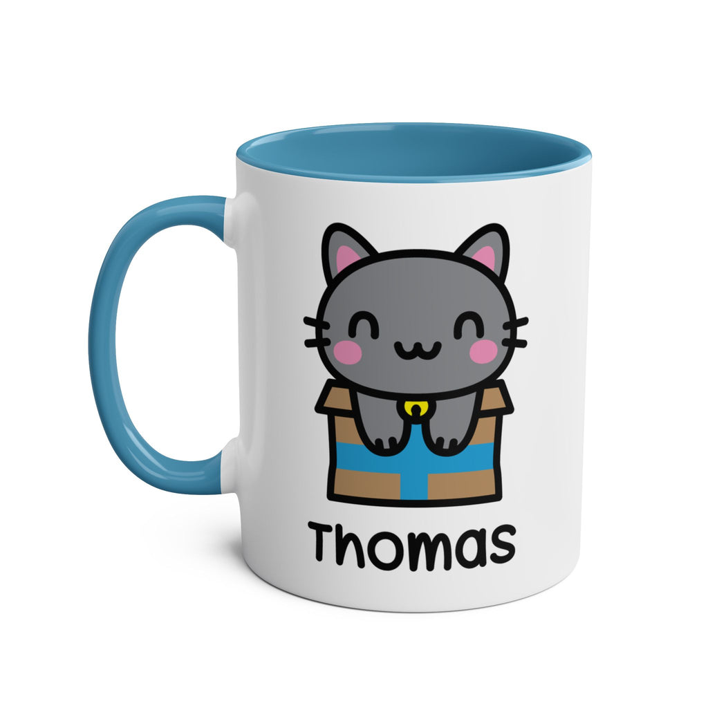 Cute Gift Cat - 11oz Personalised Coffee Mug Blue