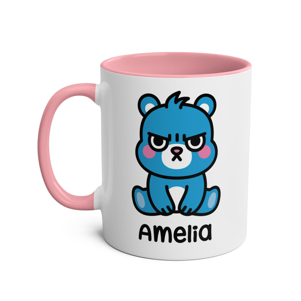 Cute Grumpy Bear - Personalised Coffee Mug Pink