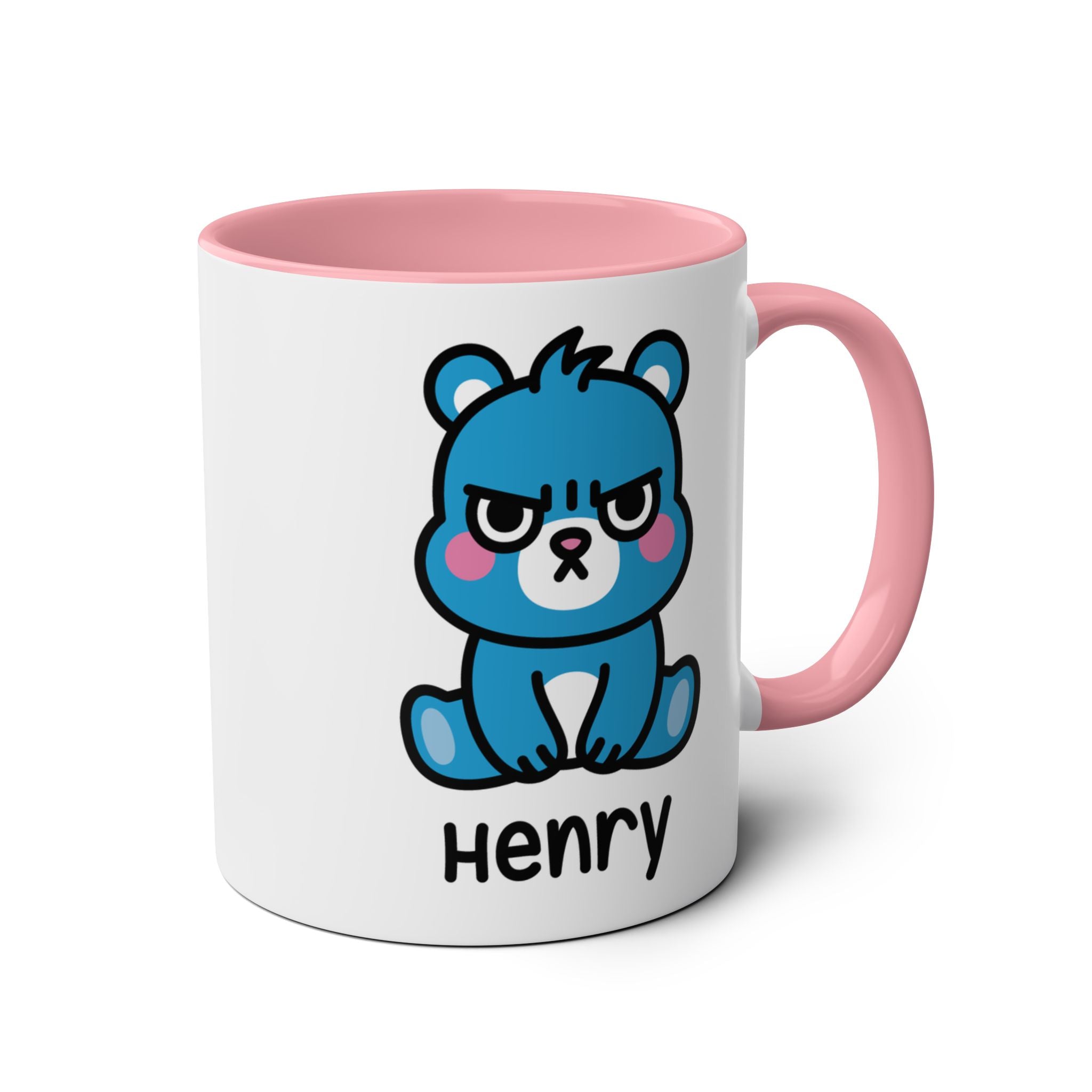 Cute Grumpy Bear - Personalised Coffee Mug Pink Accent