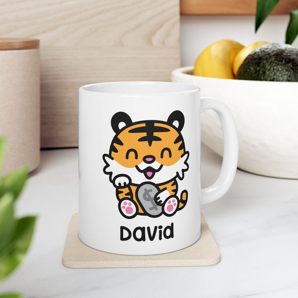 Cute Happy Tiger - Personalised Coffee Mug