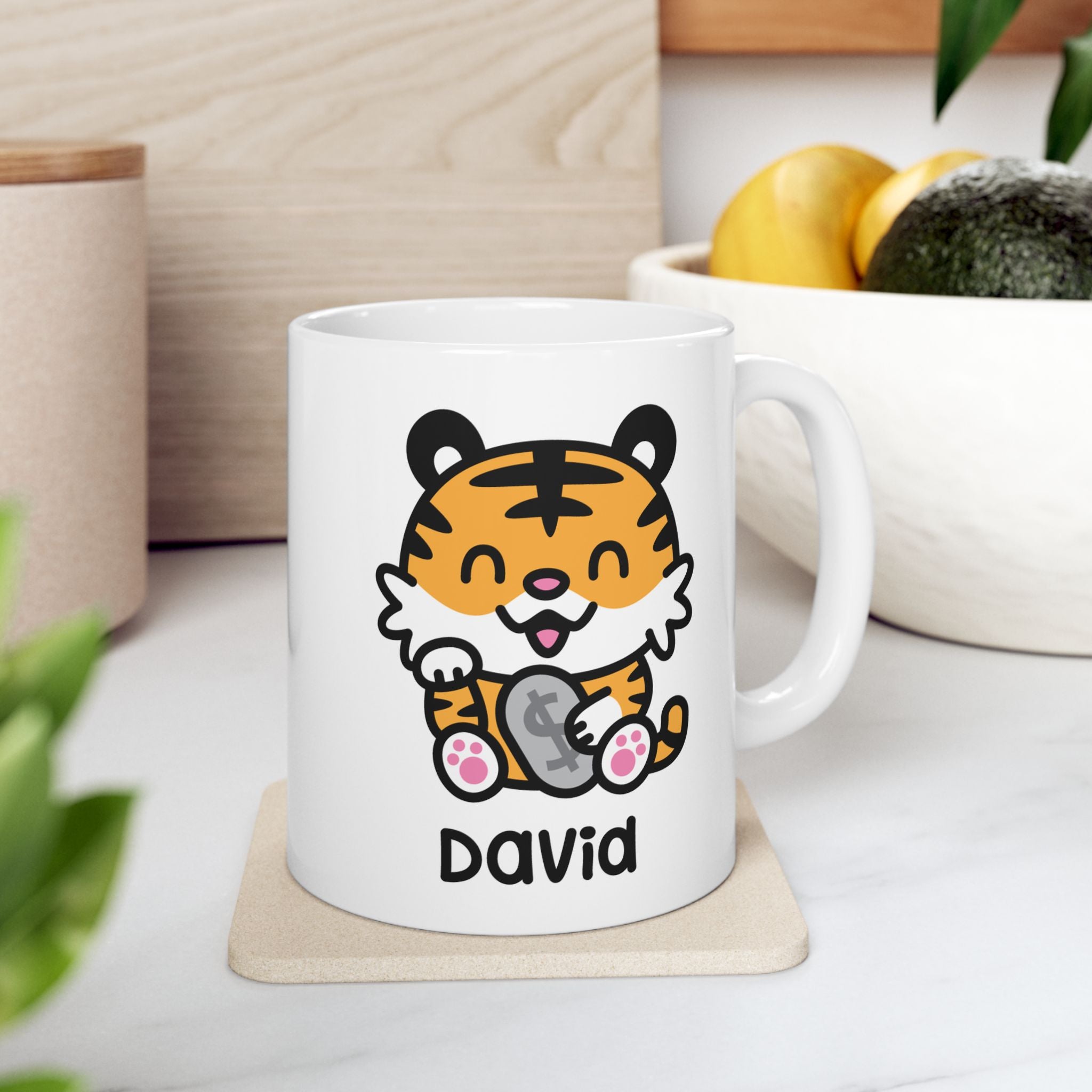 Cute Happy Tiger - Personalised Coffee Mug