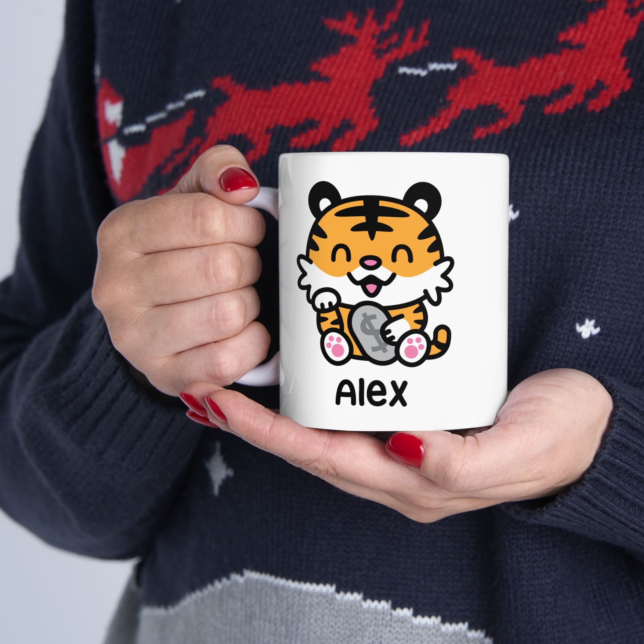 Cute Happy Tiger - Personalised Coffee Mug