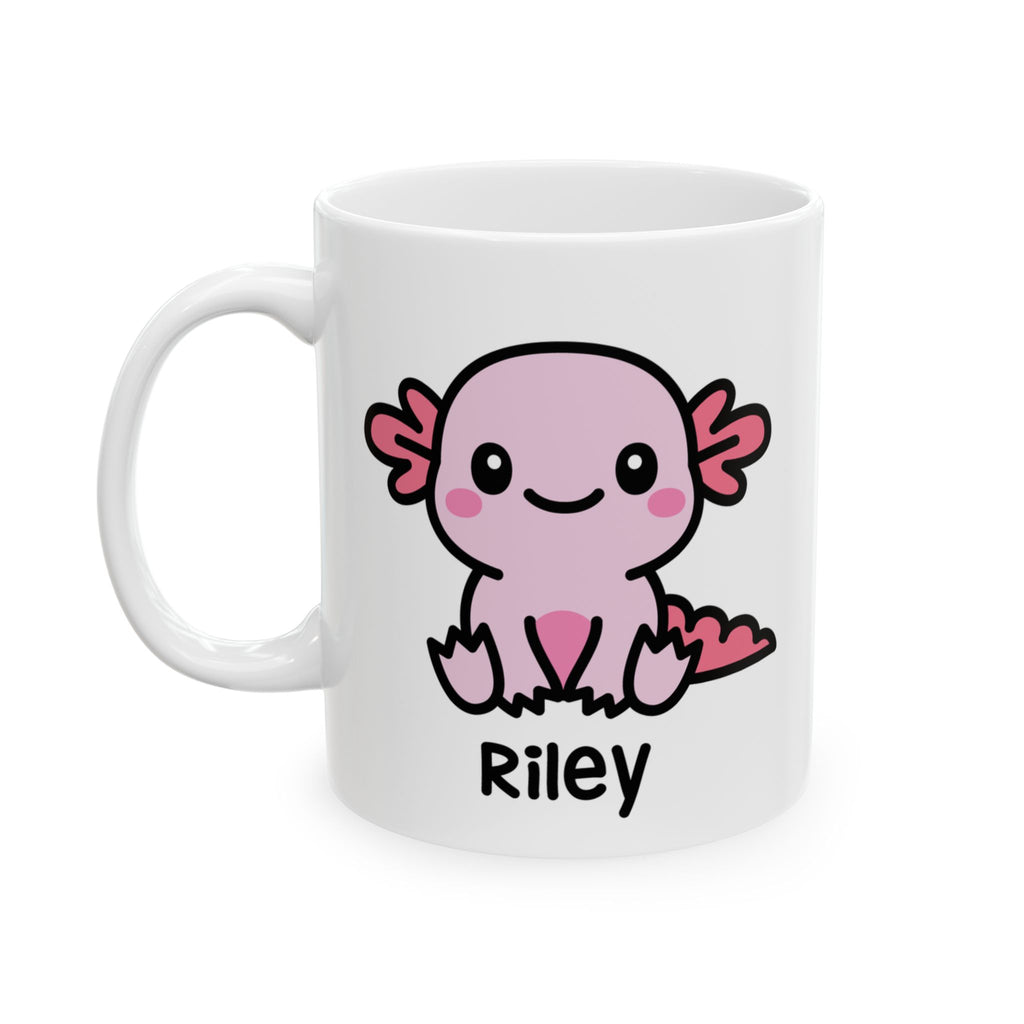 Cute Kawaii Axolotl Custom Coffee Mug On White Background