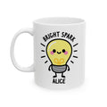 Cute Light Bulb Custom Name Mug On White Background