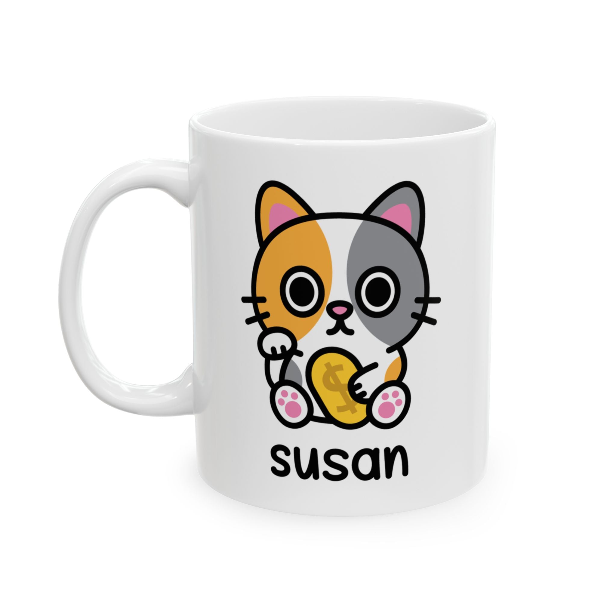 Cute Lucky Cat - 11oz Personalised Coffee Mug