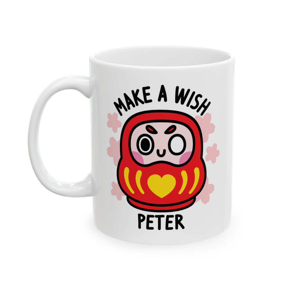 Cute Lucky Daruma Custom Ceramic Mug On White Background