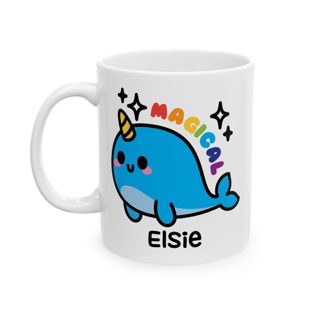 Cute Magical Narwhal - Personalised Coffee Mug