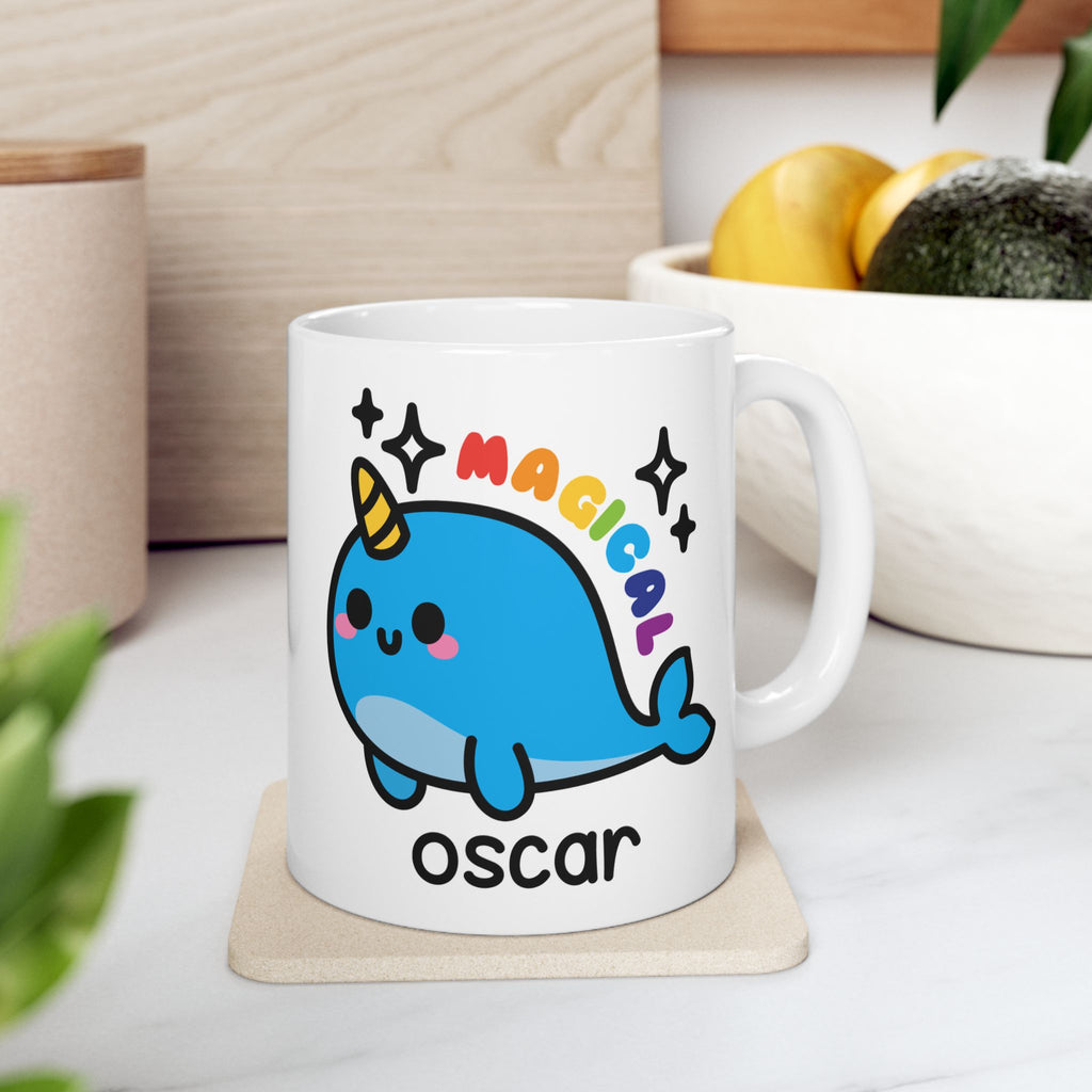 Cute Magical Narwhal - Personalised Coffee Mug