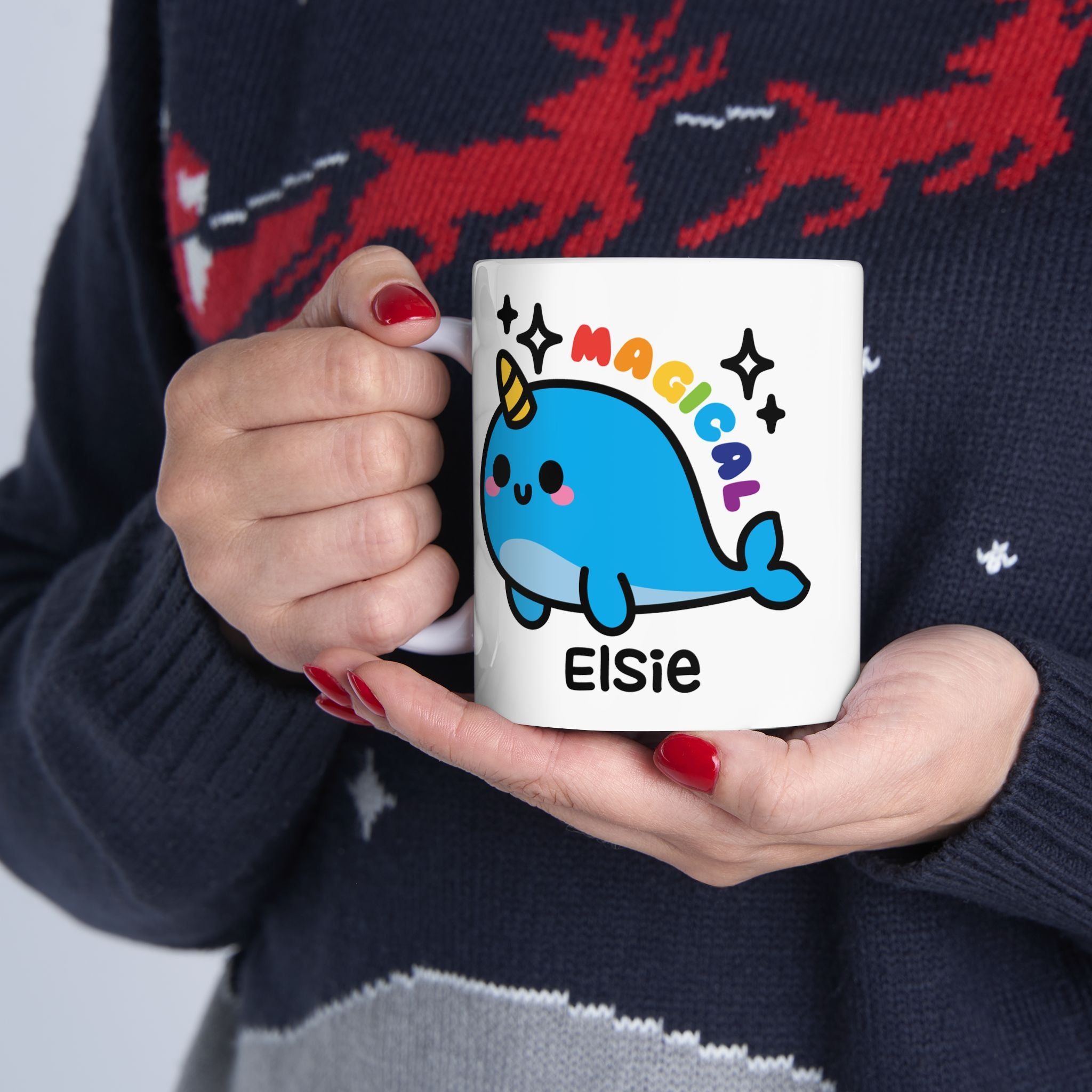 Cute Magical Narwhal - Personalised Coffee Mug