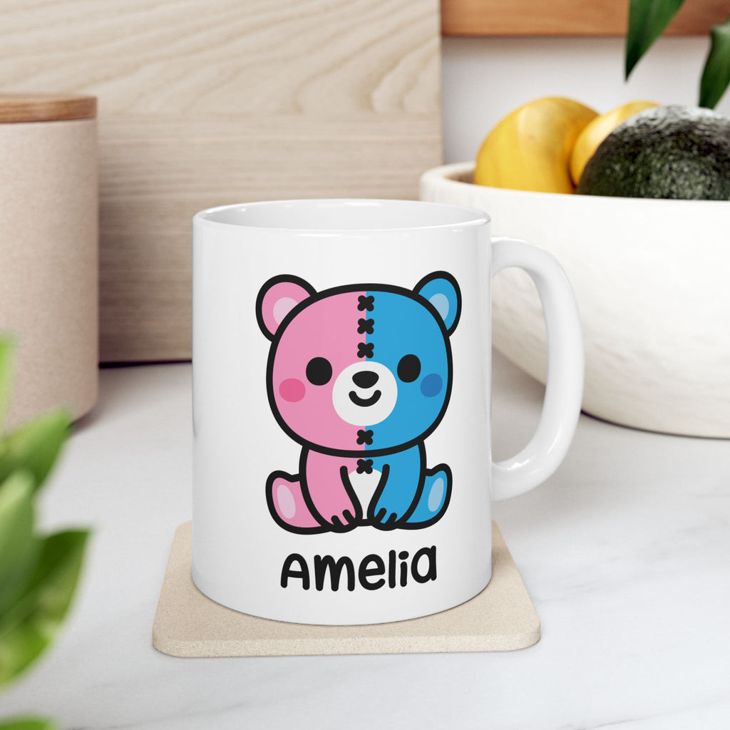 Cute Patchwork Bear - Personalised Coffee Mug