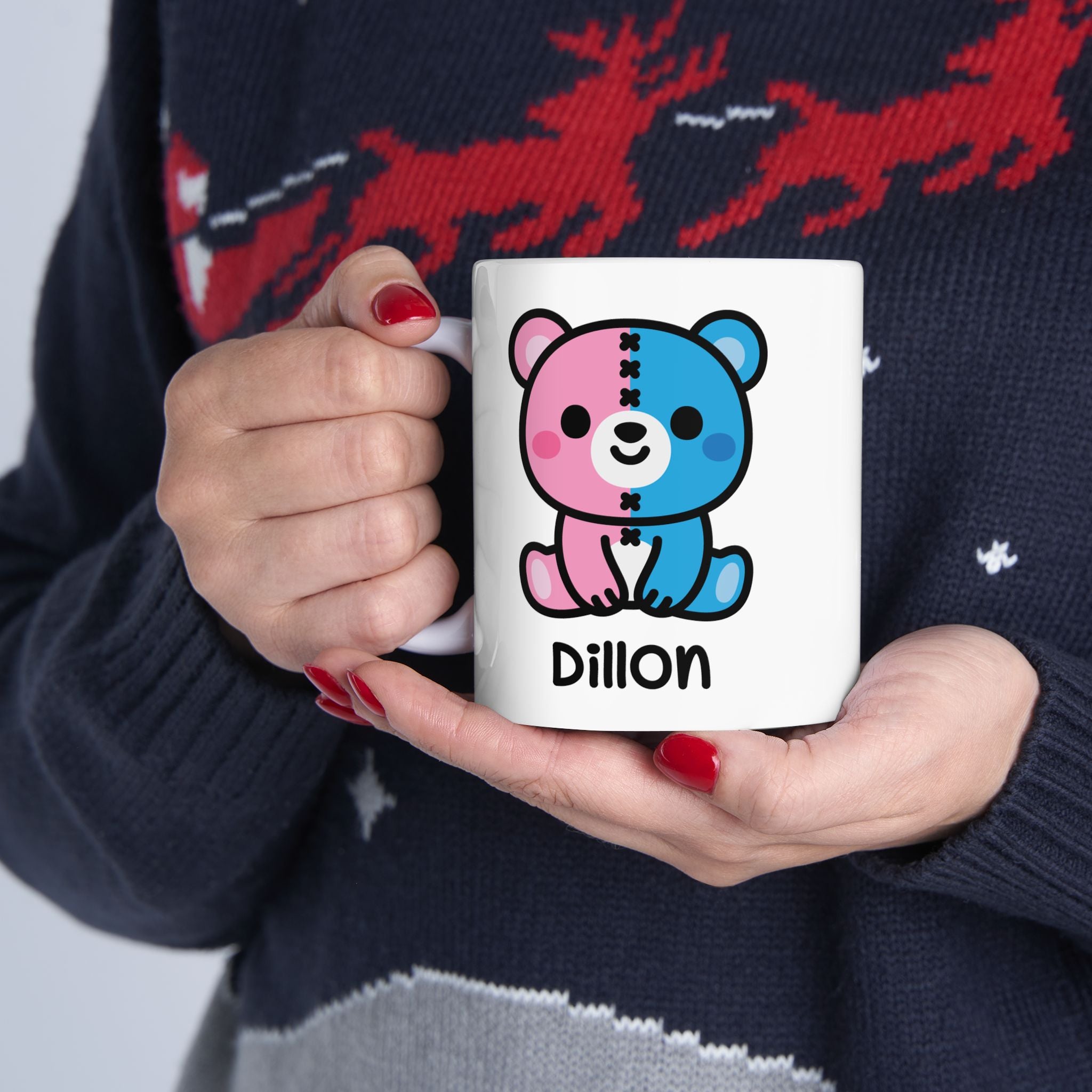 Cute Patchwork Bear - Personalised Coffee Mug
