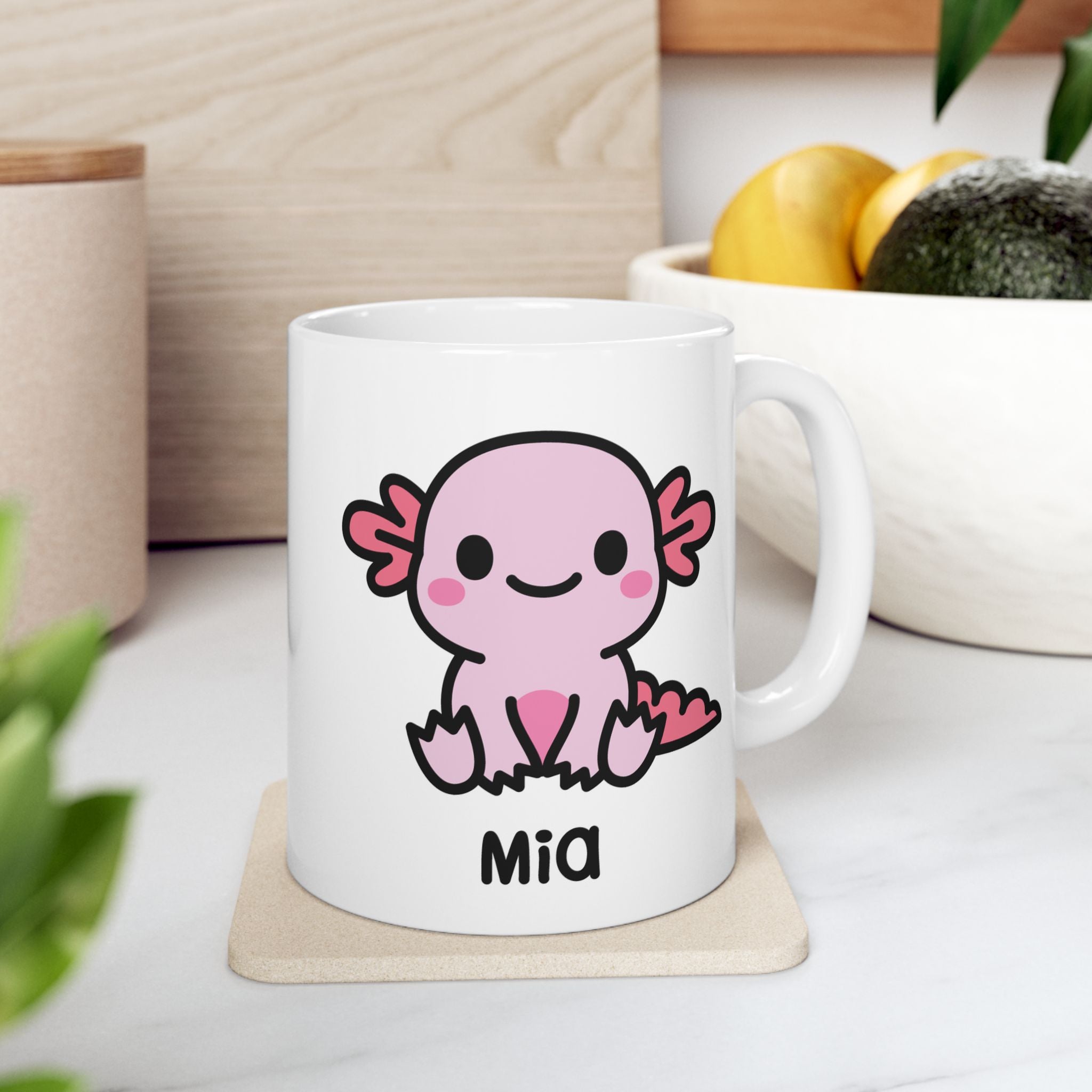 Cute Pink Axolotl - Personalised Coffee Mug