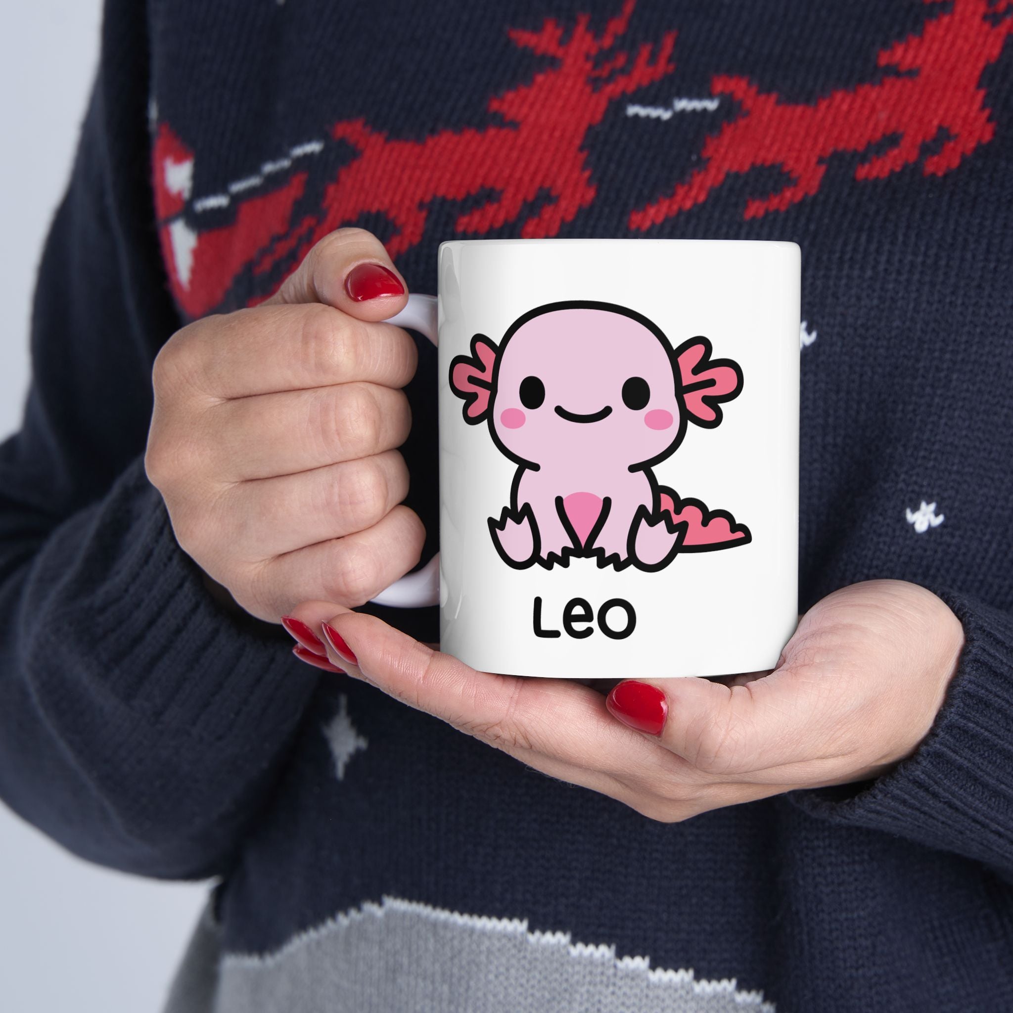 Cute Pink Axolotl - Personalised Coffee Mug