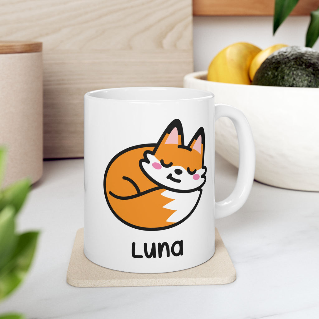 Cute Sleeping Fox - Personalised Coffee Mug