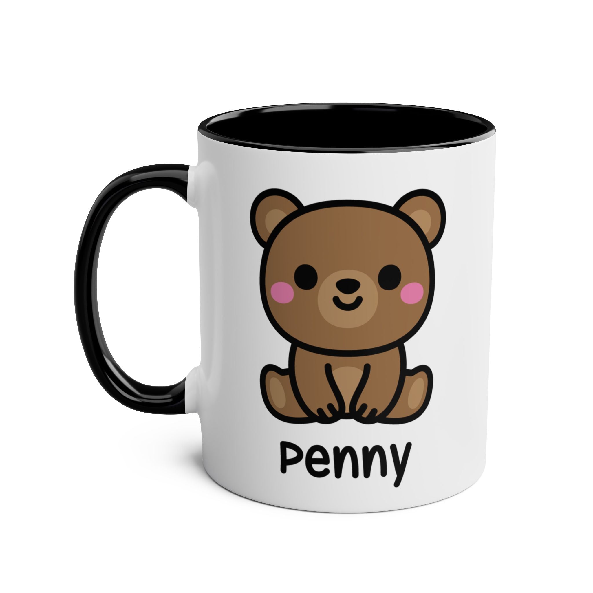 Cute Teddy Bear - 11oz Personalised Coffee Mug Black