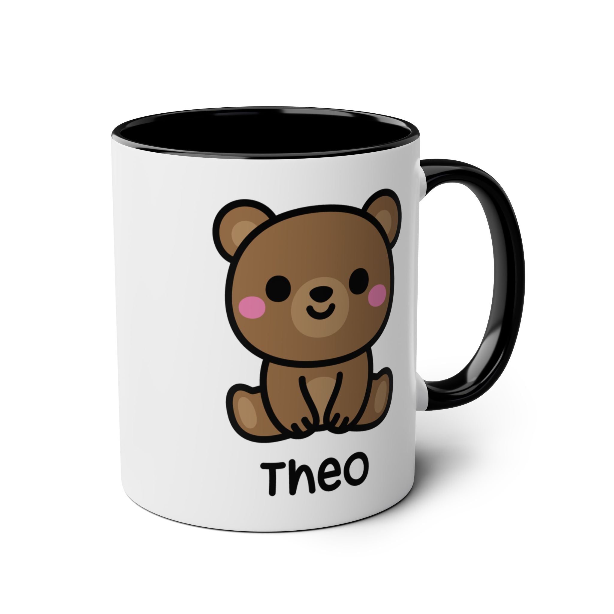 Cute Teddy Bear - 11oz Personalised Coffee Mug Black Accent