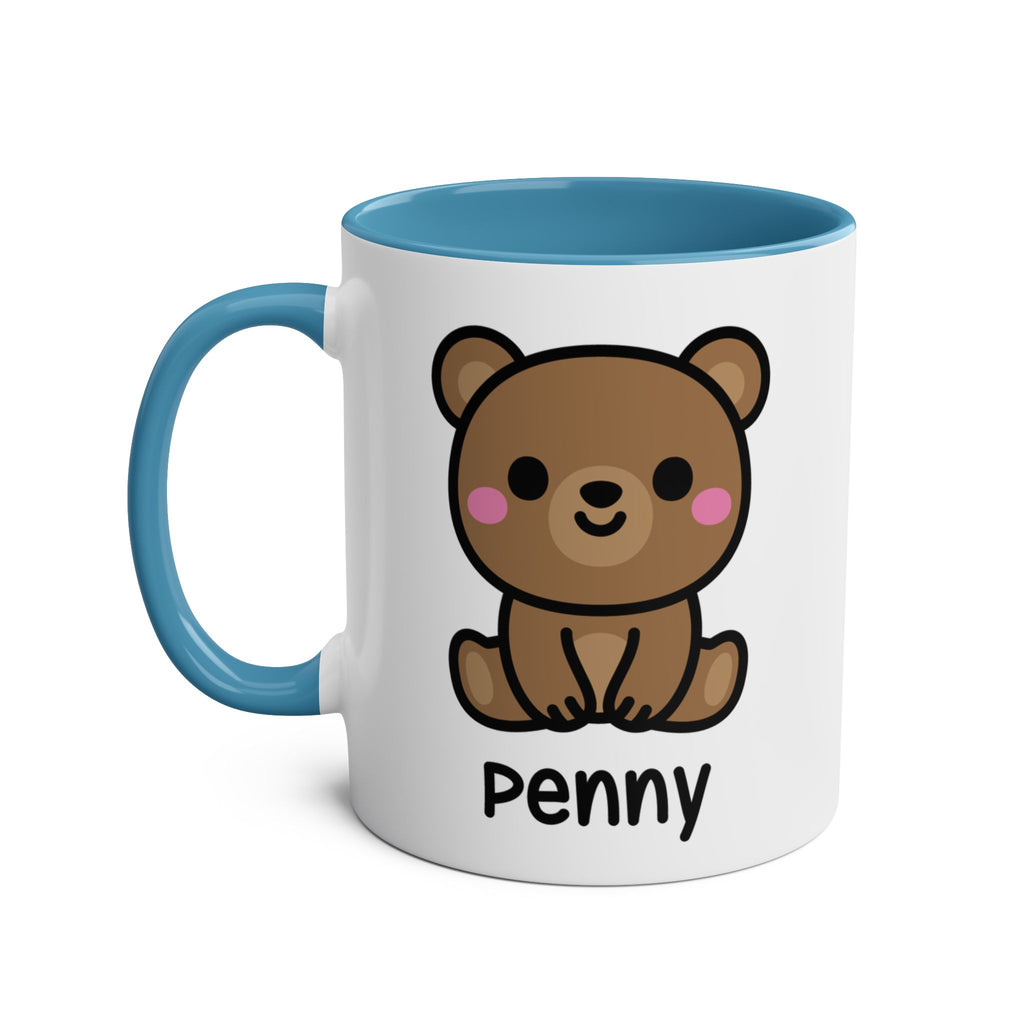Cute Teddy Bear - 11oz Personalised Coffee Mug Blue