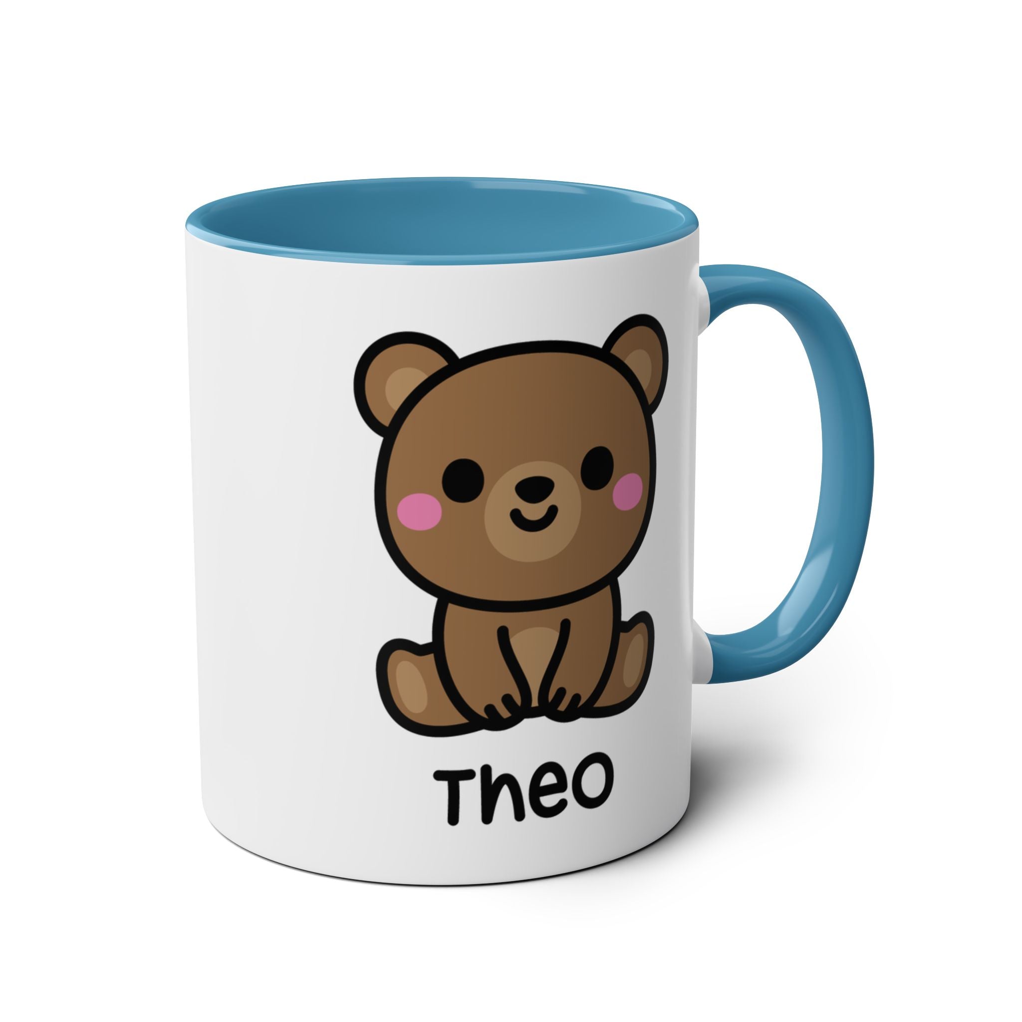 Cute Teddy Bear - 11oz Personalised Coffee Mug Blue Accent