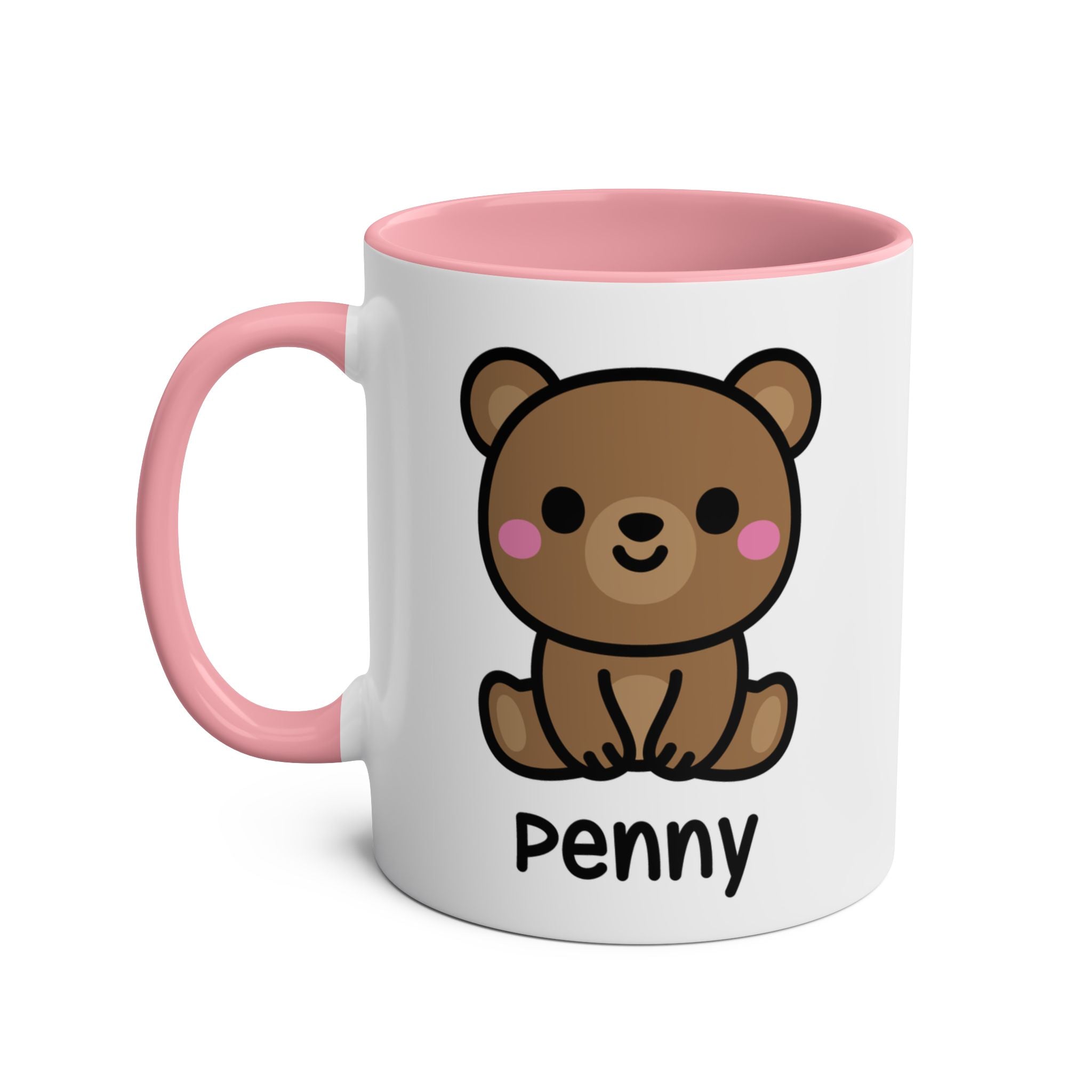 Cute Teddy Bear - 11oz Personalised Coffee Mug Pink