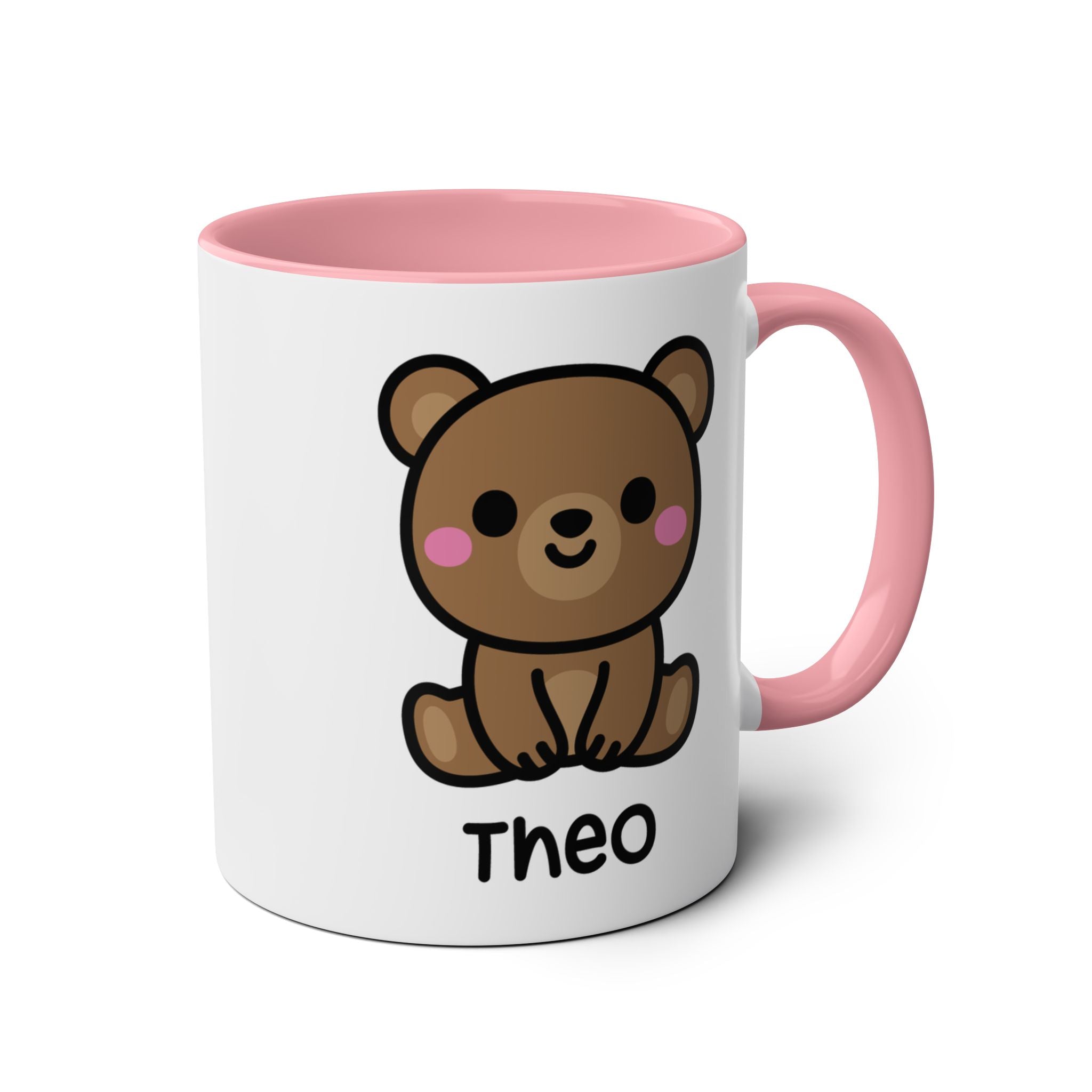 Cute Teddy Bear - 11oz Personalised Coffee Mug Pink Accent