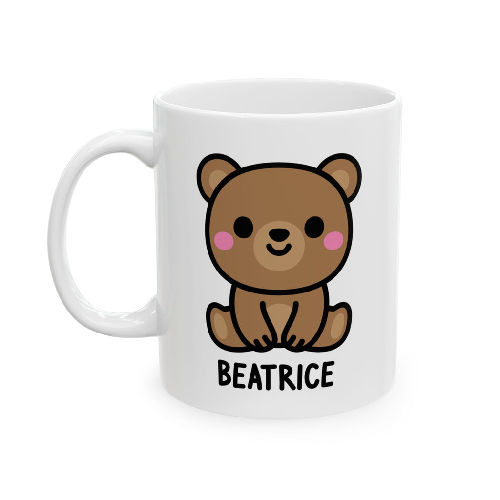 Cute Teddy Bear Custom Name Mug On White Background