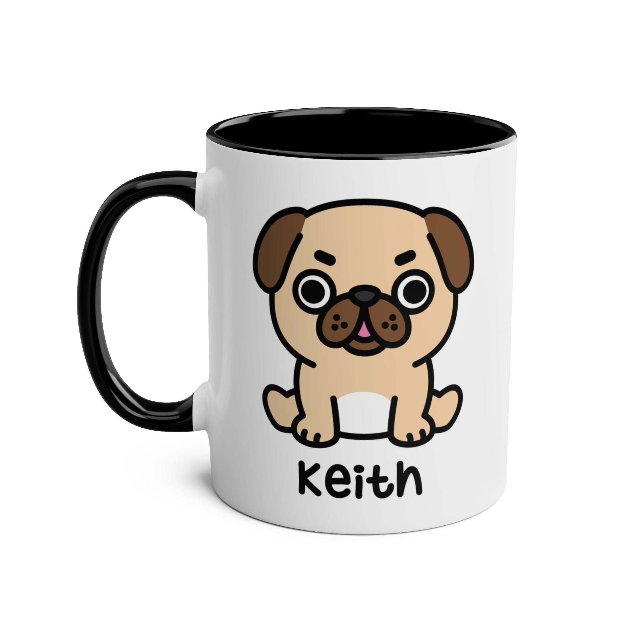 Cute Ugly Pug - 11oz Personalised Coffee Mug Black