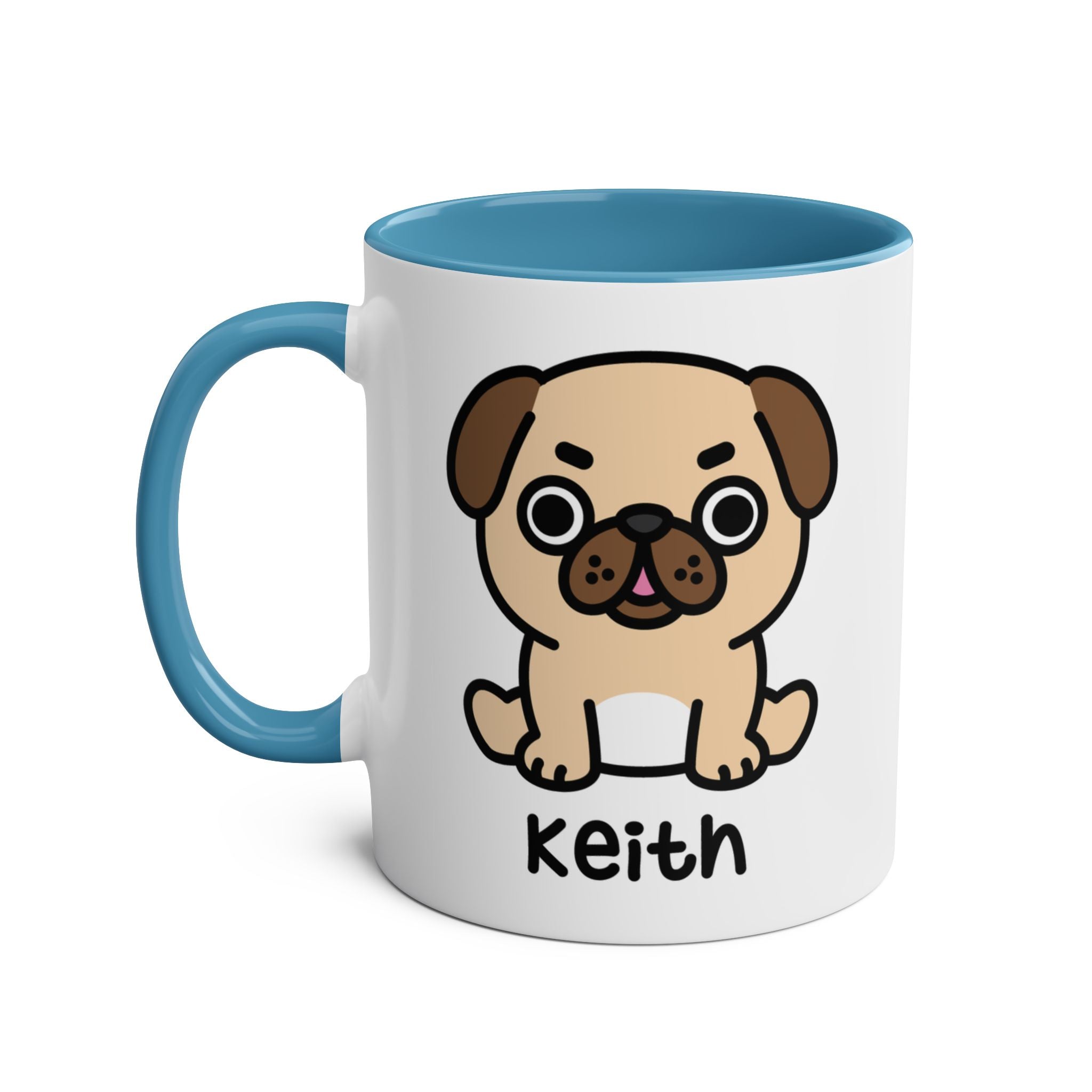 Cute Ugly Pug - 11oz Personalised Coffee Mug Blue