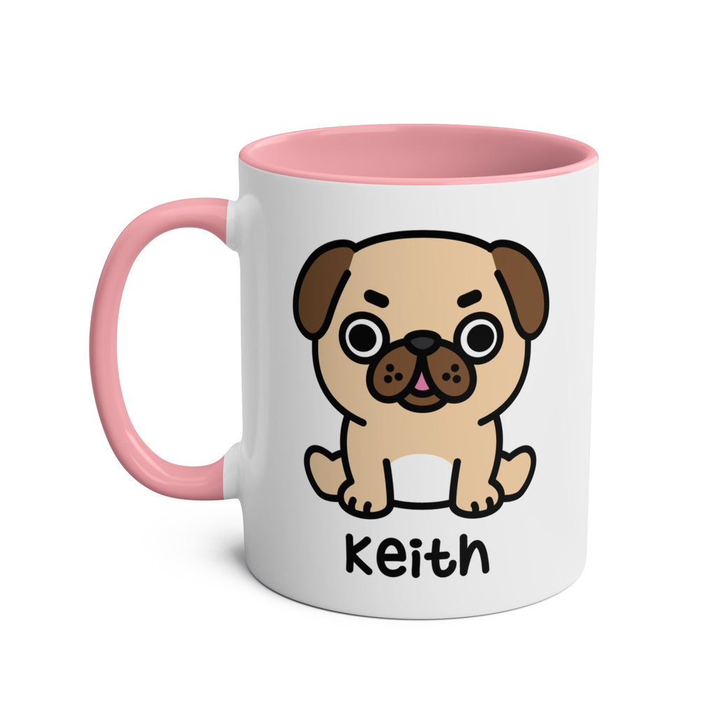 Cute Ugly Pug - 11oz Personalised Coffee Mug Pink