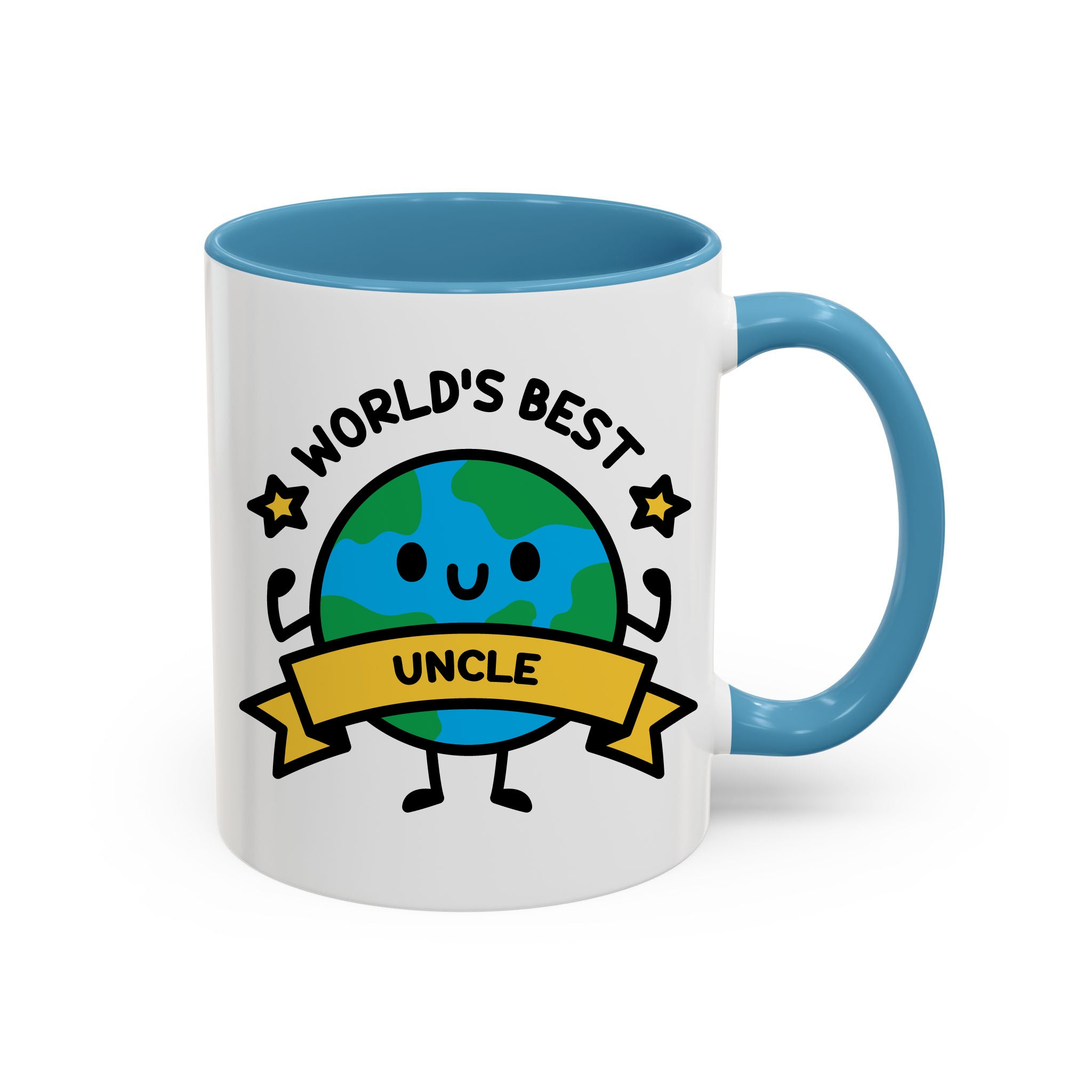 Cute Worlds Best Custom title Mug On White Background with blue accent colour