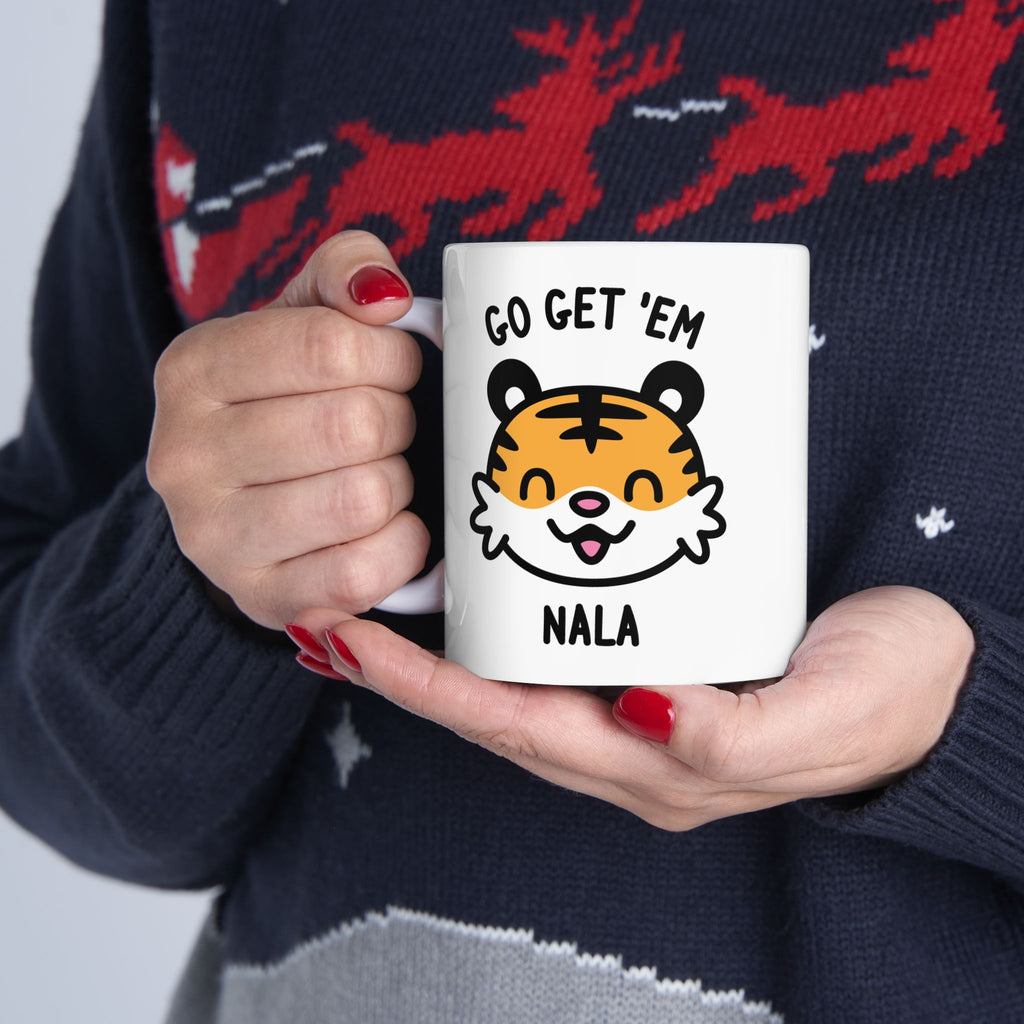 Go Get 'Em Tiger Custom Name Mug Held By Person