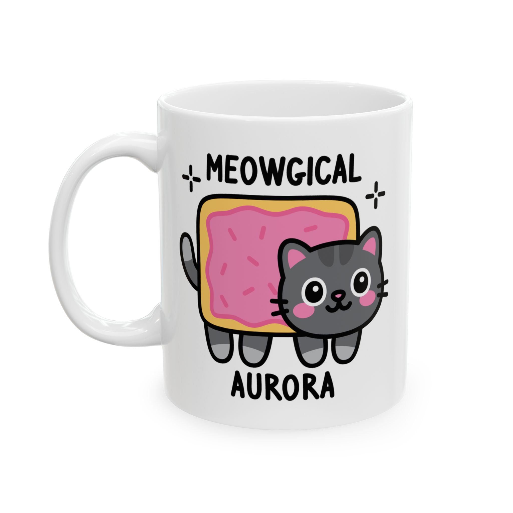 Meowgical Nyan Cat Custom Coffee Mug On White Background