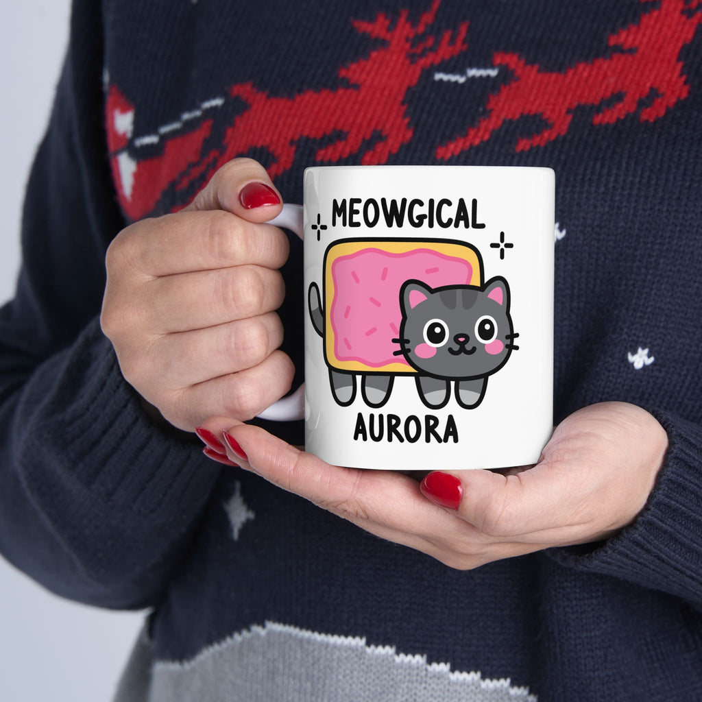 Meowgical Nyan Cat Custom Coffee Mug Held By Person