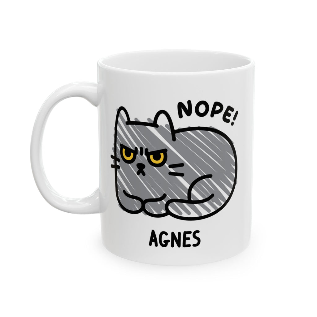 Grumpy Doodle Cat Personalised Coffee Mug On White Background