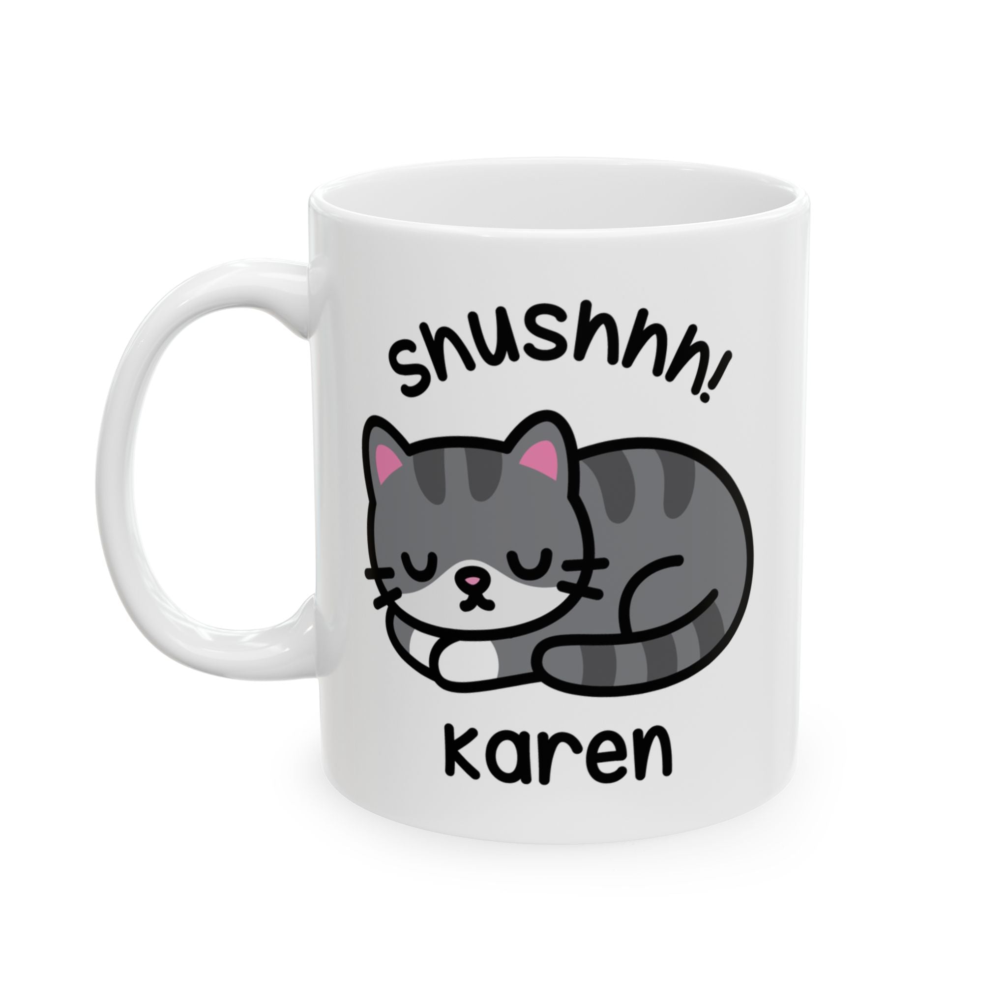 Shushhh! Sleeping Kitten Custom Coffee Mug On White Background