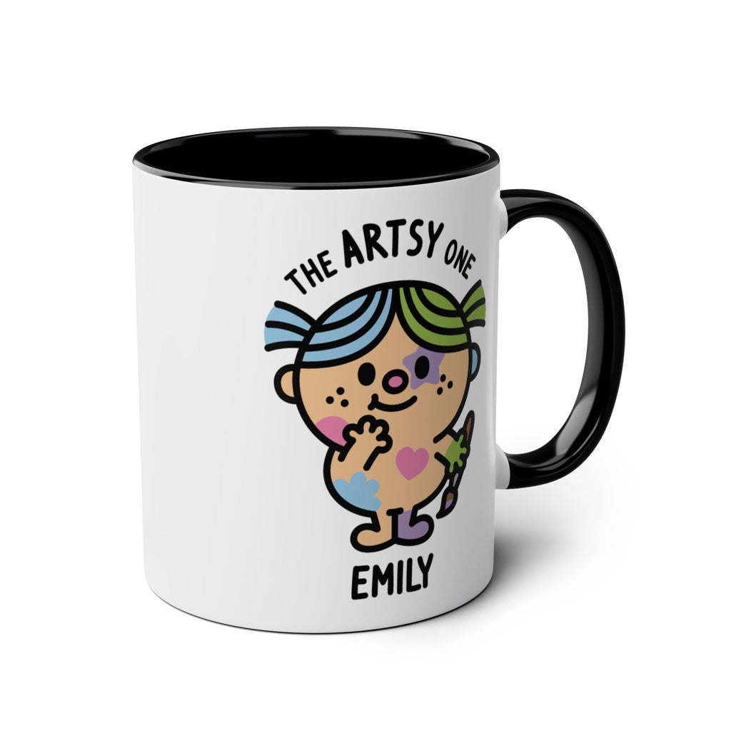 The Artsy One - 11oz Personalised Character Gift Mug Black Accent