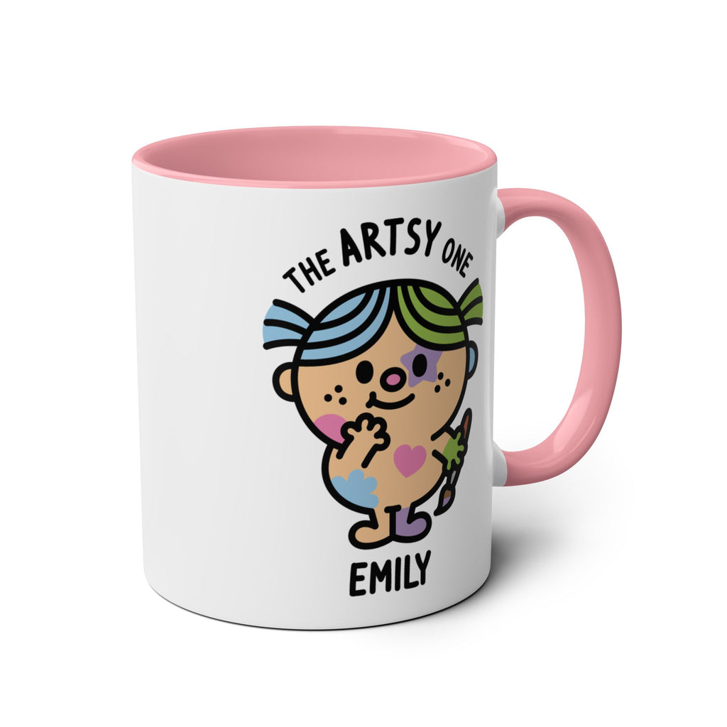 The Artsy One - 11oz Personalised Character Gift Mug Pink Accent