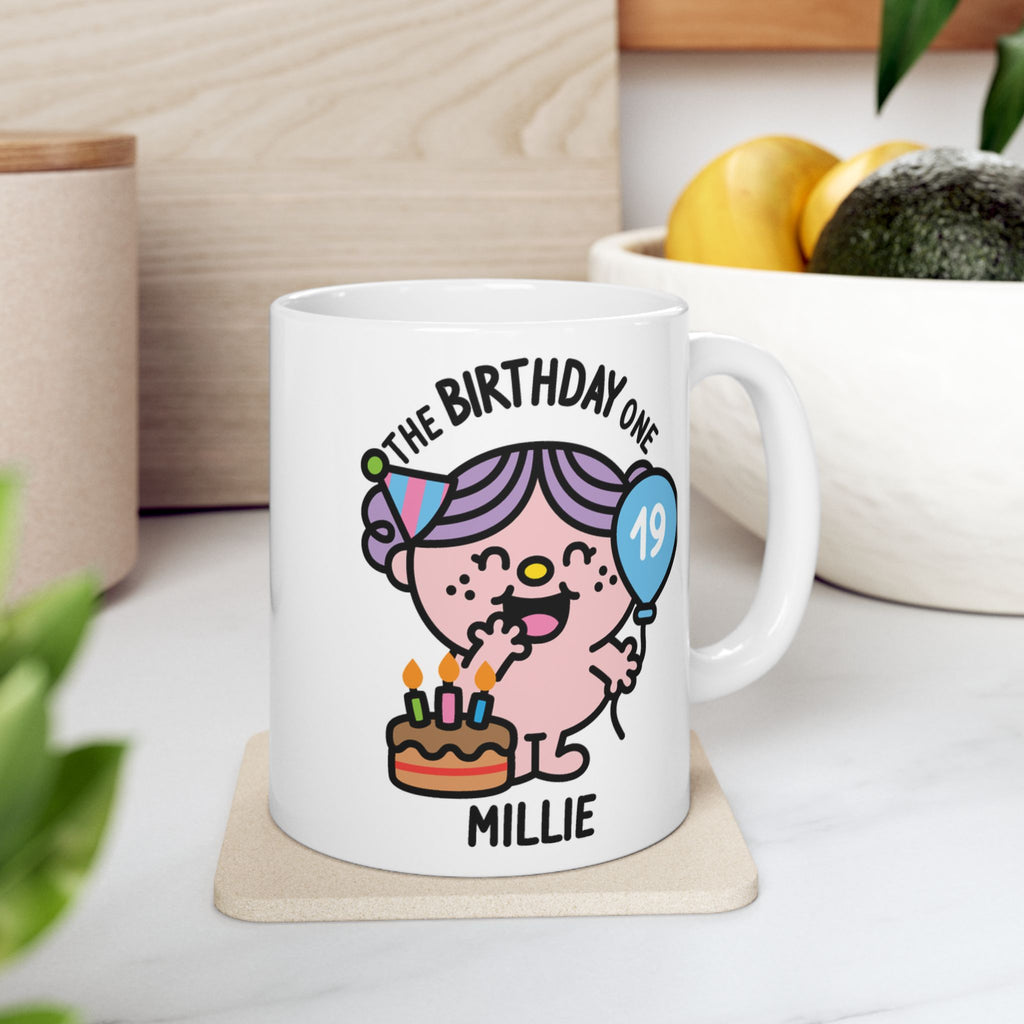 The Birthday One - Aesthetic Personalised Name Mug White On Coaster