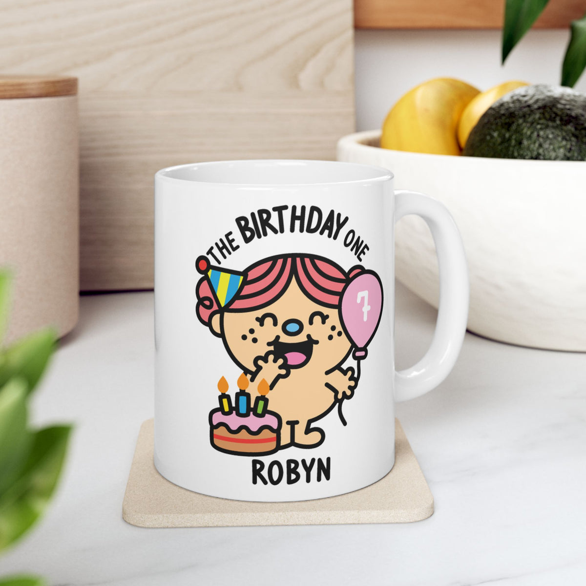 The Birthday One - Adorable Personalised Coffee Mug White On Coaster