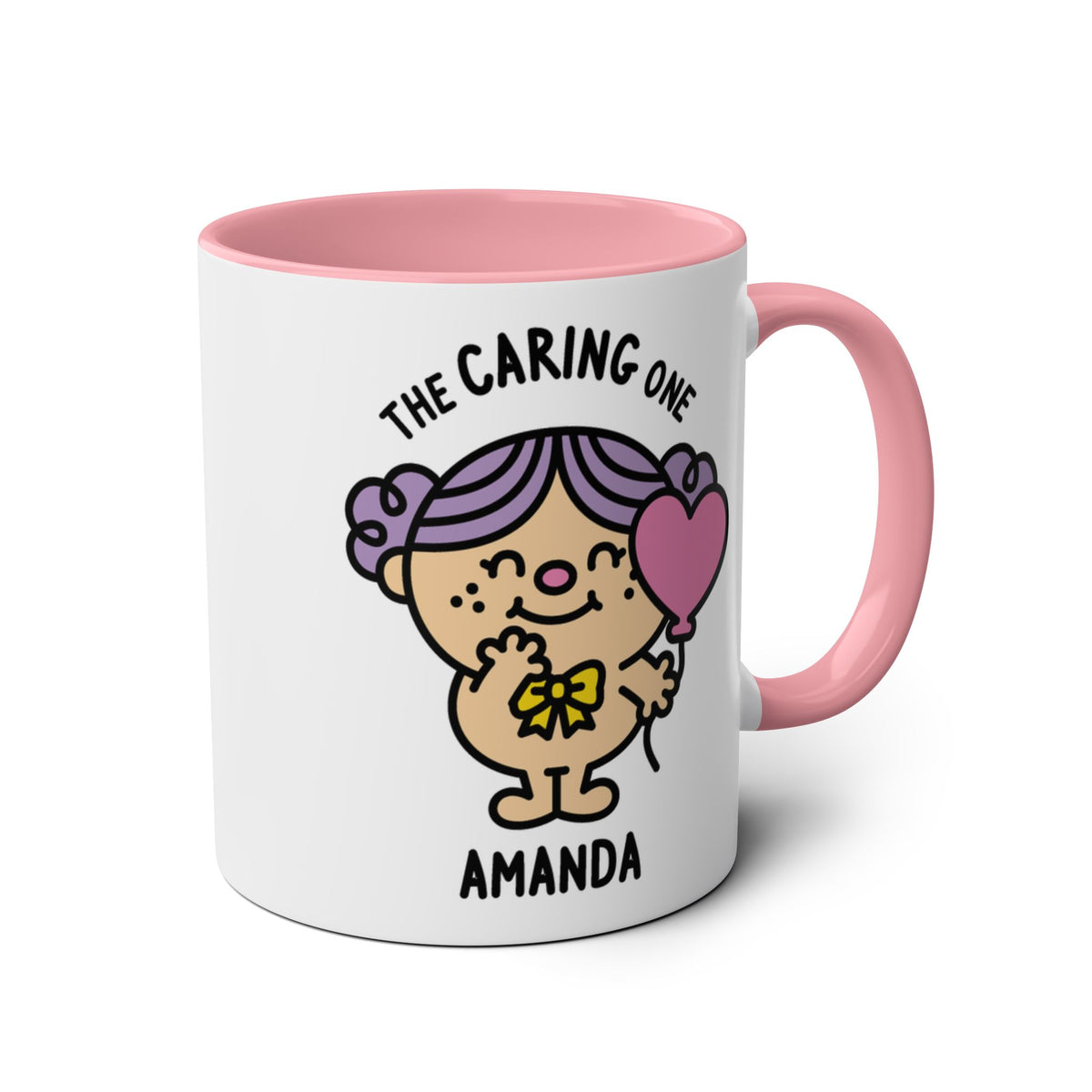 The Caring One - Adorable Personalised Coffee Mug Pink Accent