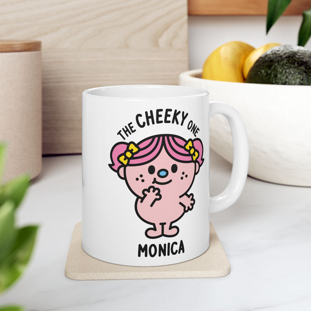 The Cheeky One - Adorable Personalised Coffee Mug White On Coaster