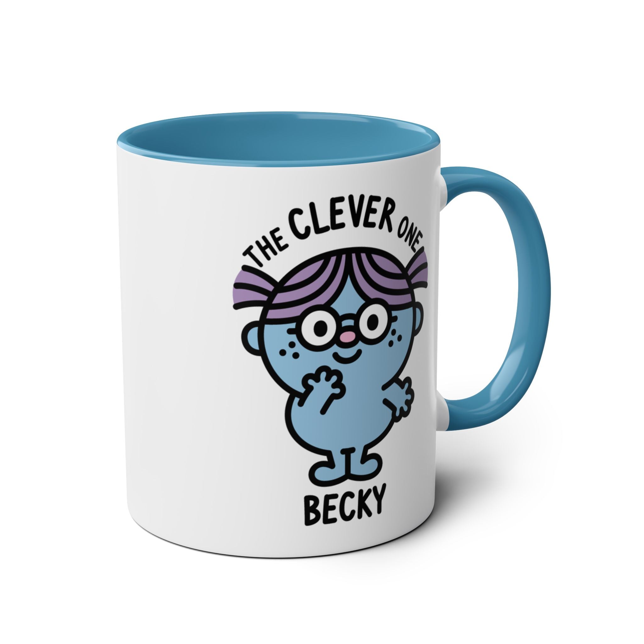 The Clever One - 11oz Personalised Character Gift Mug Blue Accent