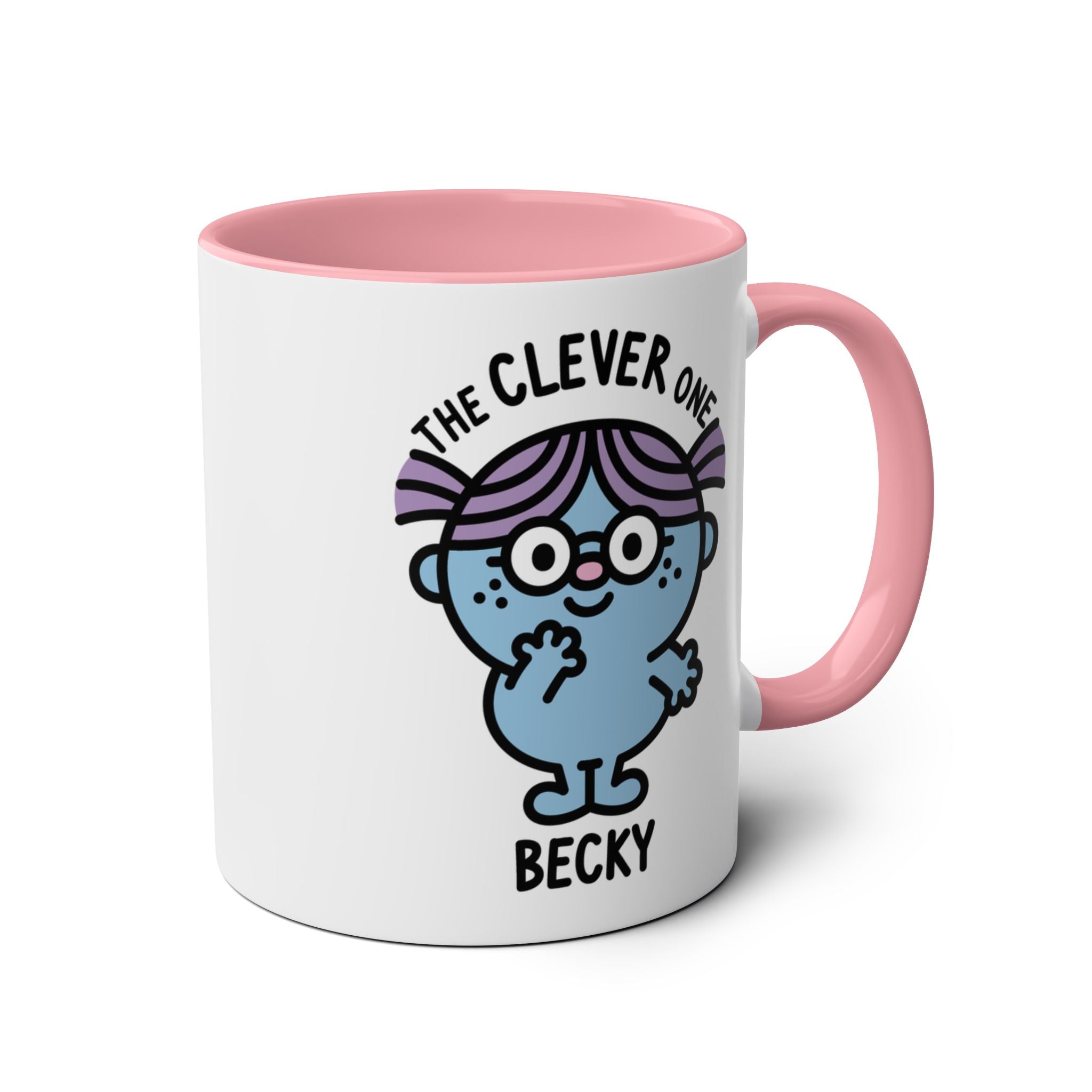The Clever One - 11oz Personalised Character Gift Mug Pink Accent